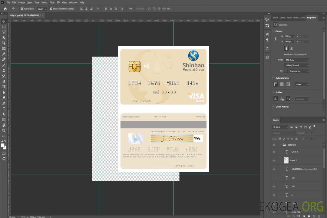 Carte de débit visa Corée du Sud Shinhan Financial Group template Carte de débit visa Corée du Sud Shinhan Financial Group template